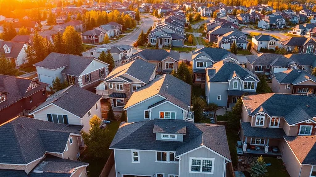 Aerial view of Ontario homes with premium exterior siding materials