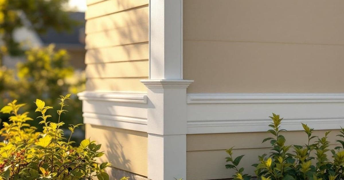 CertainTeed Restoration Millwork® PVC Corners — crisp white L-shaped corner trim framing a building corner on a Canadian home exterior