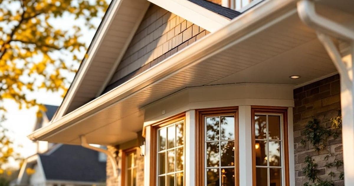 CertainTeed Restoration Millwork® PVC Sheets — smooth white cellular PVC soffit panels on a traditional home exterior