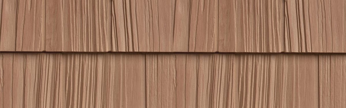 Foundry Split Shake polymer cedar shake siding in red cedar on Ontario home