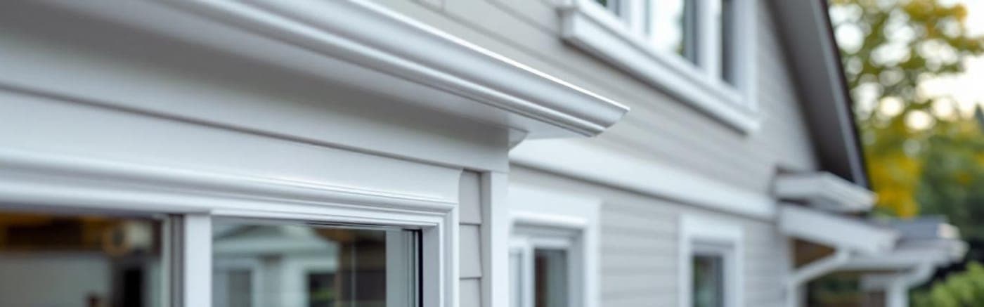 Kaycan Aluminum Trim and Accessories — J-trim, drip cap, fascia, and coil installed on a residential exterior