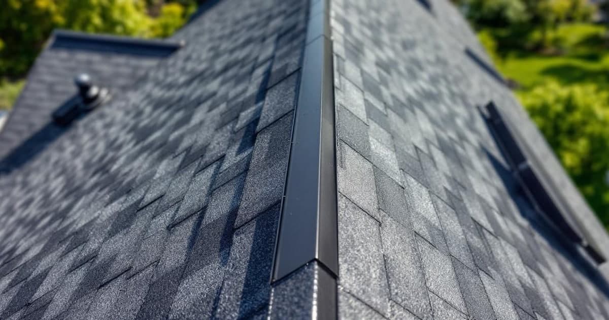 Kaycan Roof Ventilation — Ridgemaster ridge vent installed along a shingled roof peak