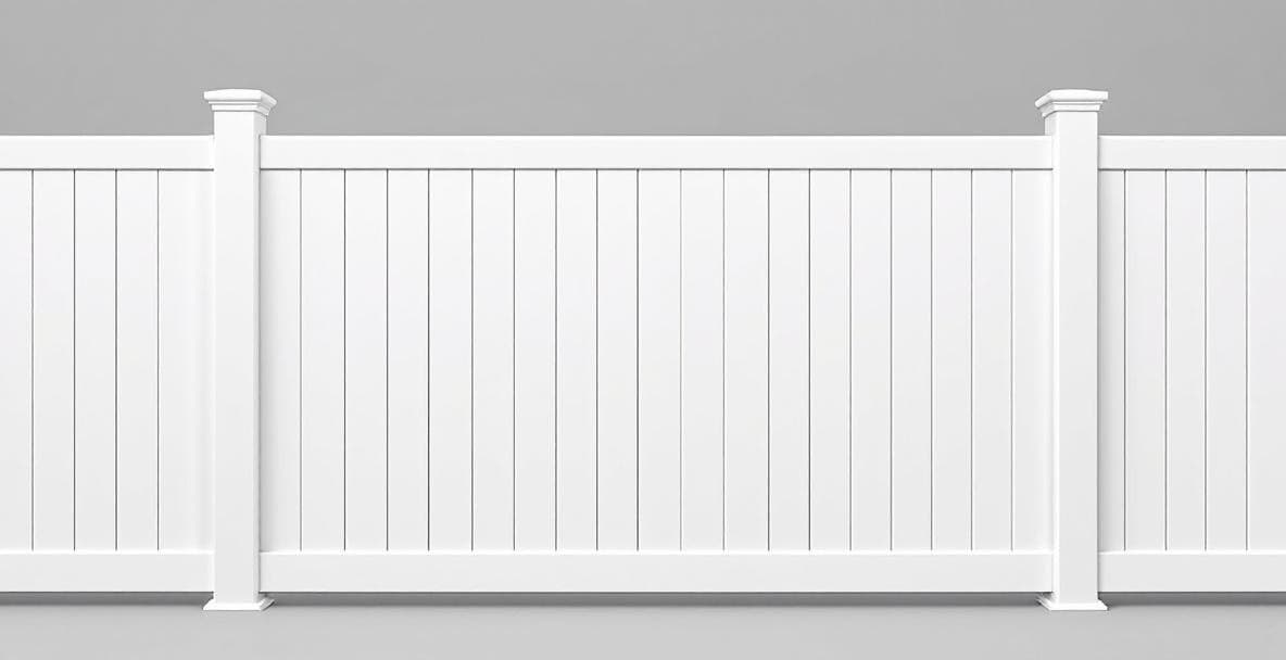 Alpa white vinyl privacy fence panel — full-height 6-foot section with post caps